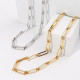 Adjustable Long Link Necklace Chunky Link Chain Silver & Gold Layer Necklace